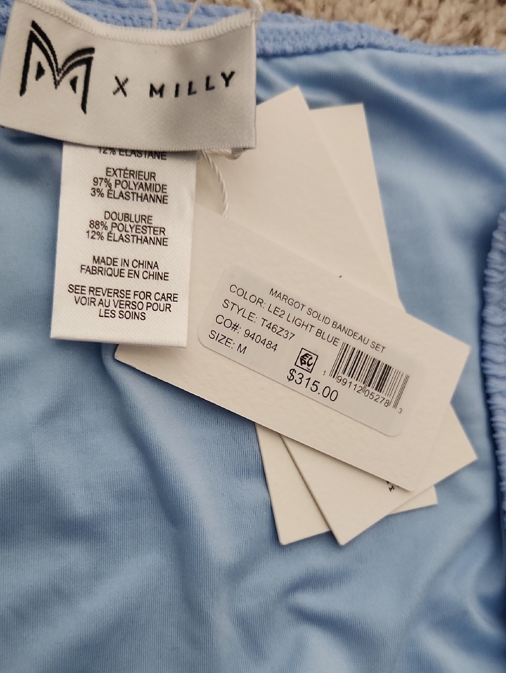 NWT Milly Margot Solid Bandeau Set. Size M - Picture 6 of 10